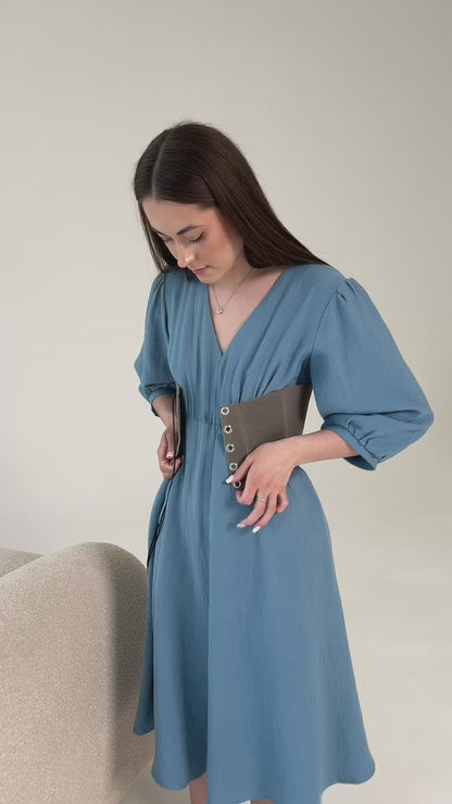 underbust leather corset, structured waist shaping corset belt, boned leather waist cincher, brown leather corset top, handmade fashion corset, sculpted silhouette, minimalist structured bodice