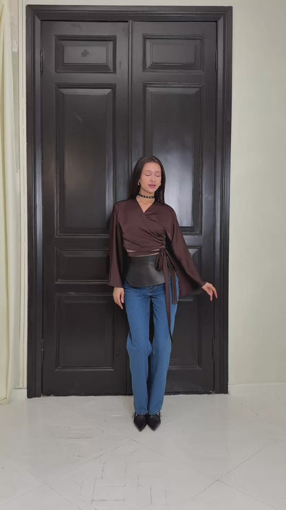 Brown Leather Peplum Waist Belt – Architectural Basque Corset