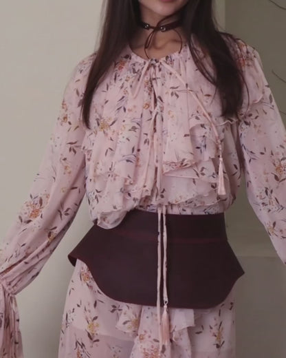 Burgundy Leather Peplum Waist Belt – Architectural Basque Corset