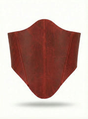 Red Long Leather Underbust Corset Belt